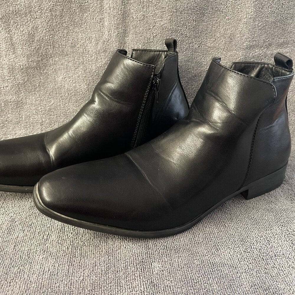 Women's Black Leather Ankle Boots Size 41 (W8) 3/4" Heel SQ Toe XLNT Condition!